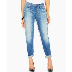 7 FOR ALL MANKIND JEANS Blue Denim JOSEFINA SKINNY BOYFRIEND Low-Rise JEANS 25